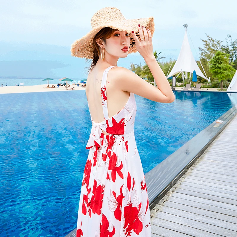المرأة طباعة عارية الذراعين فستان الشمس الاستوائية مثير ماكسي خمر عطلة الصيف الأزهار الشاطئ اللباس Boho أنيقة الكورية المدرج Vestidos المرأة طباعة عارية الذراعين فستان الشمس الاستوائية مثير ماكسي خمر عطلة الصيف الأزهار الشاطئ اللباس Boho أنيقة الكورية المدرج Vestidos