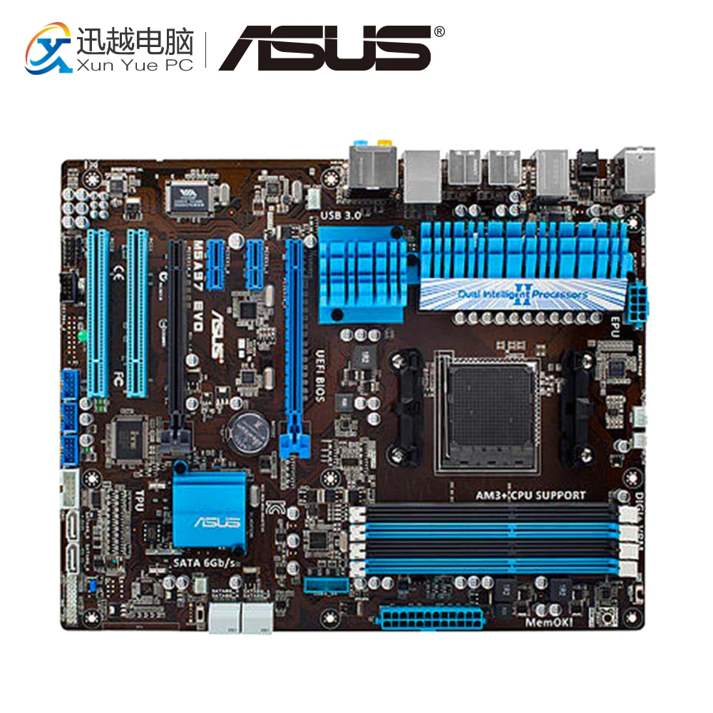 

Asus M5A97 EVO Desktop Motherboard 970 AM3/AM3+ Support Phenom Athlon Sempron DDR3 32G SATA3 USB3.0 ATX