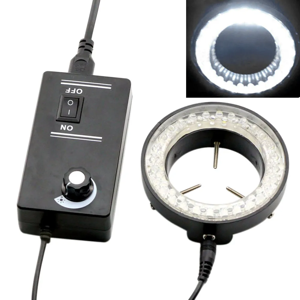 

EU/US/UK/AU Plug 6W 60 LED Adjustable Ring Light Illuminator Lamp for Stereo Zoom Microscope Industrial Camera Magnifier