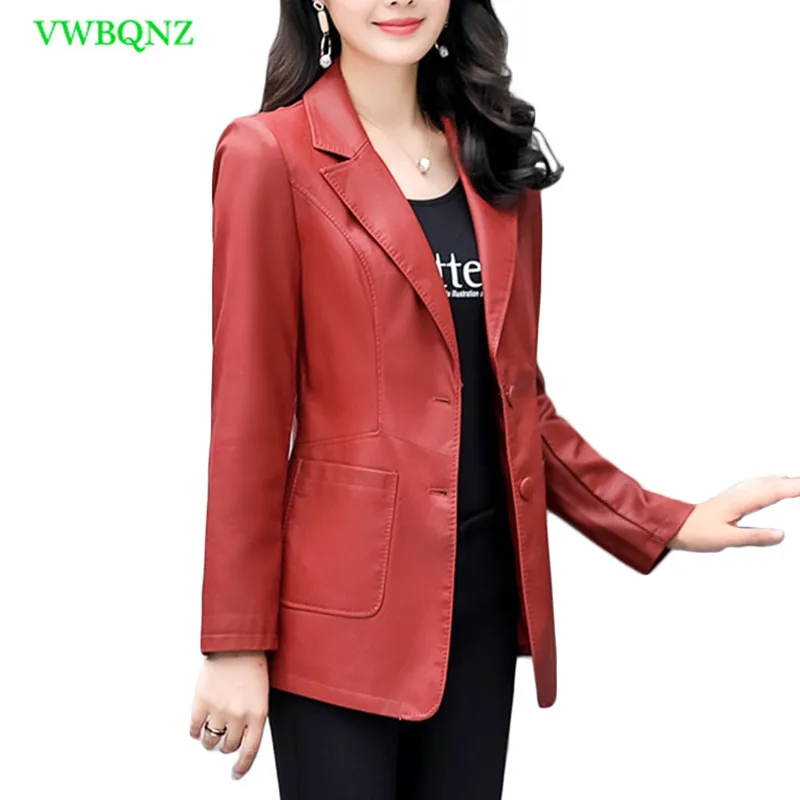 

Spring New Plus size PU Leather Jacket Women Korean Slim Long Washed Leather Jacket Women's Temperament Green Outerwear 4XL A231