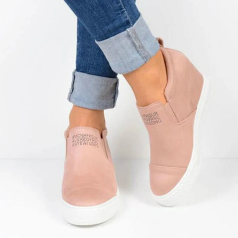 

Europe Women Boots Ankle Riding Equestrian Internal Increase Casual Shoes Woman Autumn Winter 2018 Fashion Slip-On High Quality