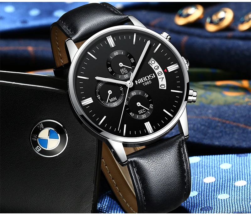 Relogio Masculino Esportivo NIBOSI Men's Watches Are Fashionable With Leather Strap And Mesh Stainless Steel Military Sport Saat (11)