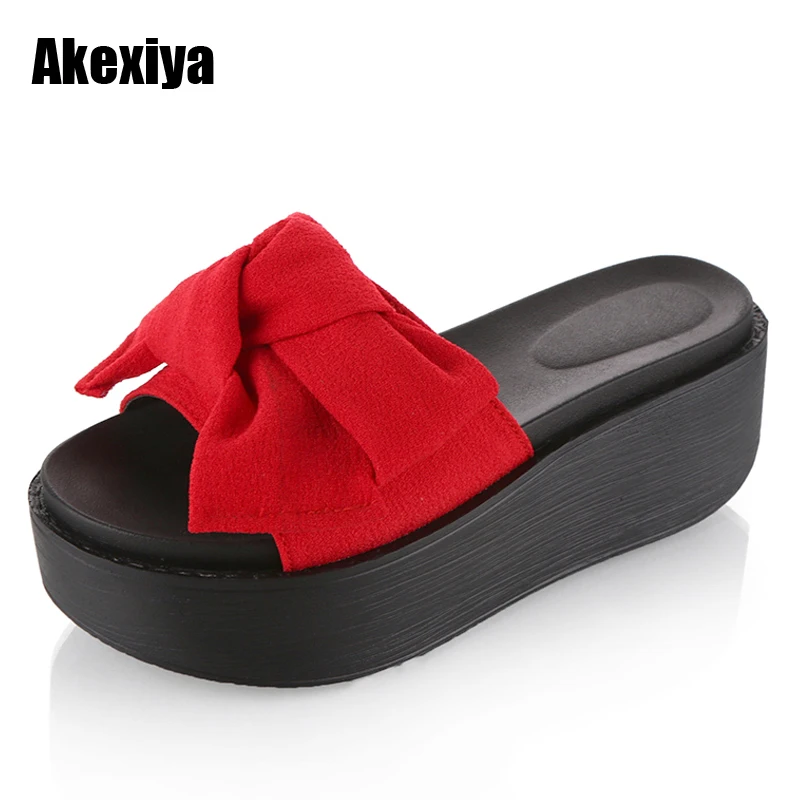 red platform flip flops