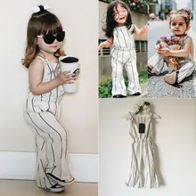 Летняя одежда для маленьких девочек, платье без рукавов в полоску с подтяжками детские комбинезоны для малышей для маленьких девочек одежда комбинезон ромпер комбинезон