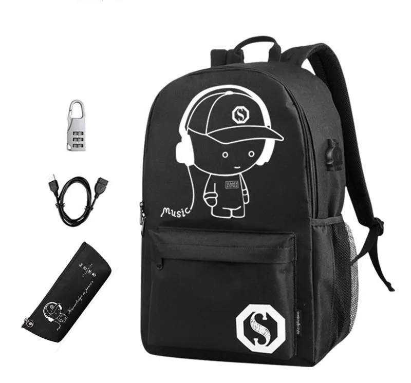Детский школьный рюкзак со светящимся рисунком на тему аниме USB зарядка для ноутбука рюкзак для подростка Противоугонный рюкзак для мальчиков школьные сумки