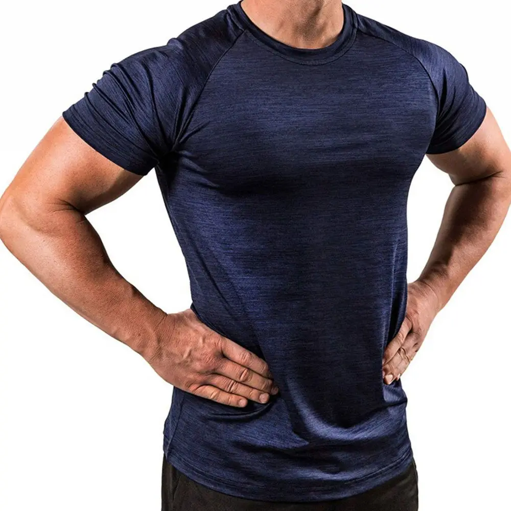 Новая спортивная футболка для бега мужские обтягивающие быстросохнущие Рубашки Тренажерный зал для обучения фитнесу Суперэластичные футболки мужские топы для пробежки тренировки одежда