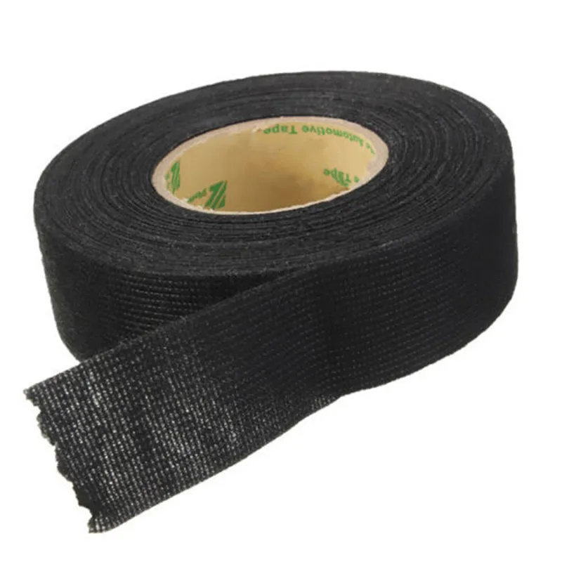 

VEHEMO 1Roll 19mm x 15m Sound Insulation Wiring Harness Tape Strong Adhesive Cloth Fabric Tape For Looms Cars Accessories