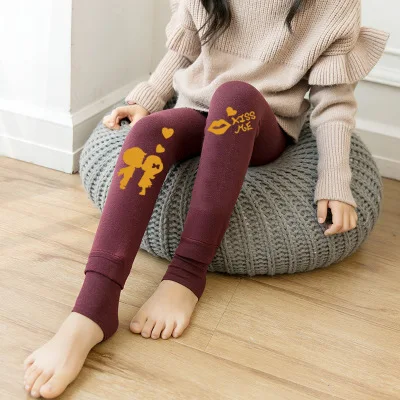 Леггинсы для девочек; сезон осень-зима детские узкие брюки из плотного хлопка и флиса теплые длинные брюки леггинсы для малышей; штаны для девочек - Color: as picture