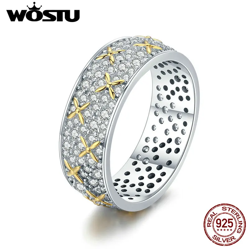 

WOSTU Hot Sale Real 925 Sterling Silver Dazzling Full-Bloom Rings for Women Fashion Silver Jewelry Best Gift FIR241