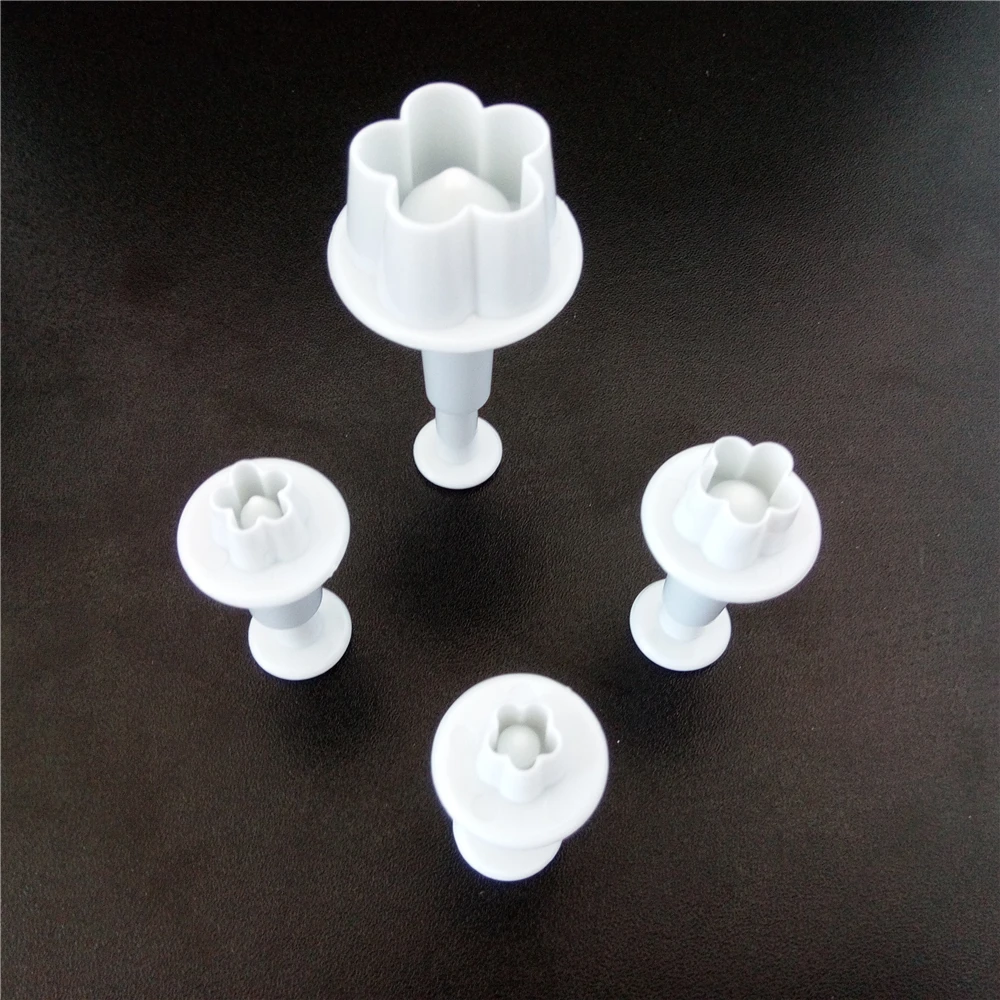 

Fondant Cake Decorating Tools 4 Pcs/set Fondant Cake Designs Plunger Cutter Set,flower Shape Decorating Moulds Plastic