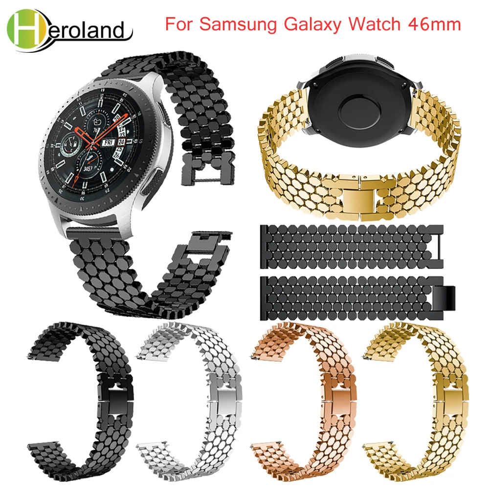 Сменный смарт браслет из нержавеющей стали для Samsung Galaxy Watch 46 мм черный ремешок