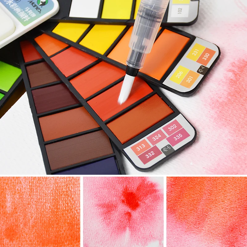 Solid Watercolor Paint Set With Water Brush Pen 18 25 33 42 colors sets Pigment For Drawing Watercolor painting art supplier set
