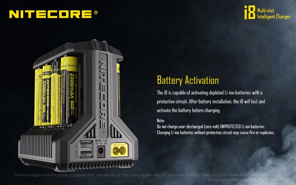 NITECORE I8 мульти-слот интеллектуальное зарядное устройство 8-Bay Смарт зарядное устройство для IMR18650 16340 10440 AA AAA 14500 26650 и USB устройство