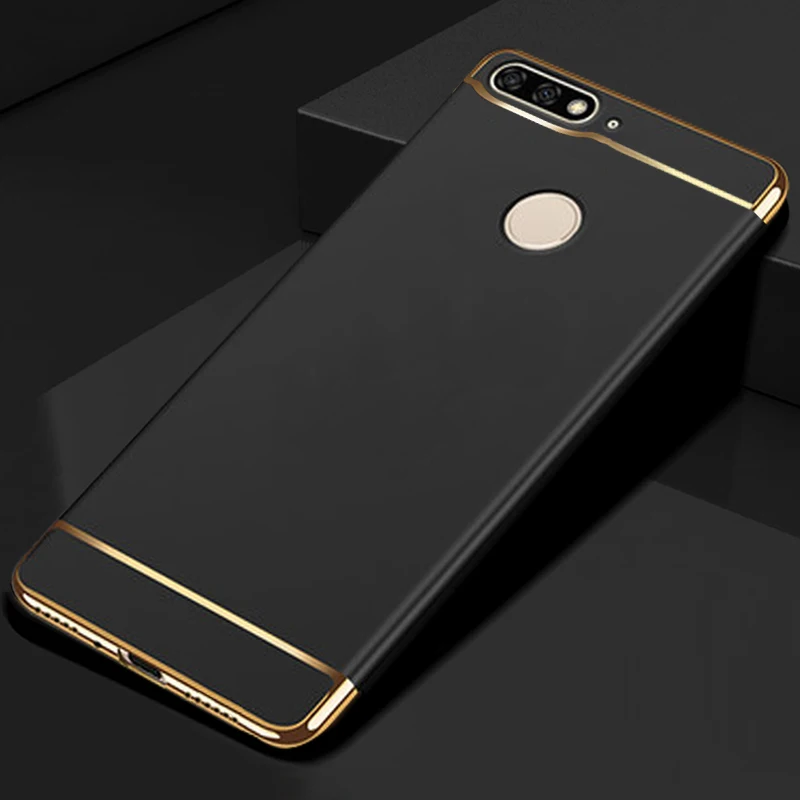 Полный защитный чехол для Huawei Honor 7a Pro, чехол для Honor 7C Phone Y6 Prime Y7 Pro, чехлы с закаленным покрытием - Color: Black