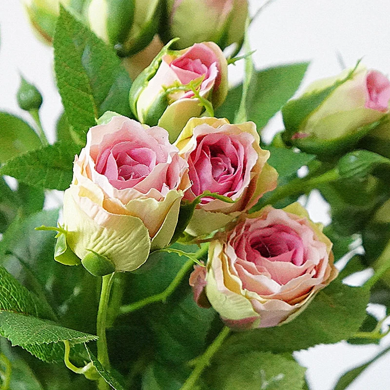 4 Branchs Rose Bud Artificial Flowers For Wedding Simulation Flower Home Vase Hotel Props party decor Valentine's gift 4 Branchs Rose Bud Artificial Flowers For Wedding Simulation Flower Home Vase Hotel Props party decor Valentine's gift