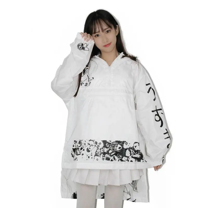 

2018 Spring Unisex Vortex Windbreaker Comics Long Coat Sunscreen Water Proof Clothes Plus Size Punk Women Horror Manga Jacket