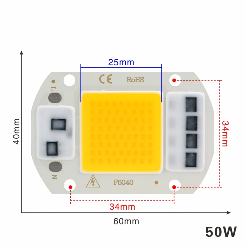 COB светодиодный чип лампа 3 Вт 5 Вт 7 Вт 9 Вт 10 Вт 20 Вт 30 Вт 50 Вт 220 В Smart IC нет необходимости драйвер светодиодный светильник для наводнения Точечный светильник Diy светильник ing - Испускаемый цвет: 50W