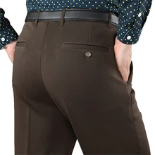 ICPANS флисовые теплые мужские брюки, зимние прямые мужские брюки, плотные деловые повседневные брюки для мужчин, брюки большого размера 42-44