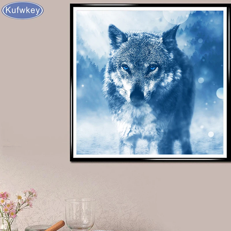 

DIY Diamond Embroidery wolf snow animal scenery Full Square Diamond Painting Cross Stitch Kit Rhinestones Mosaic Home Decor