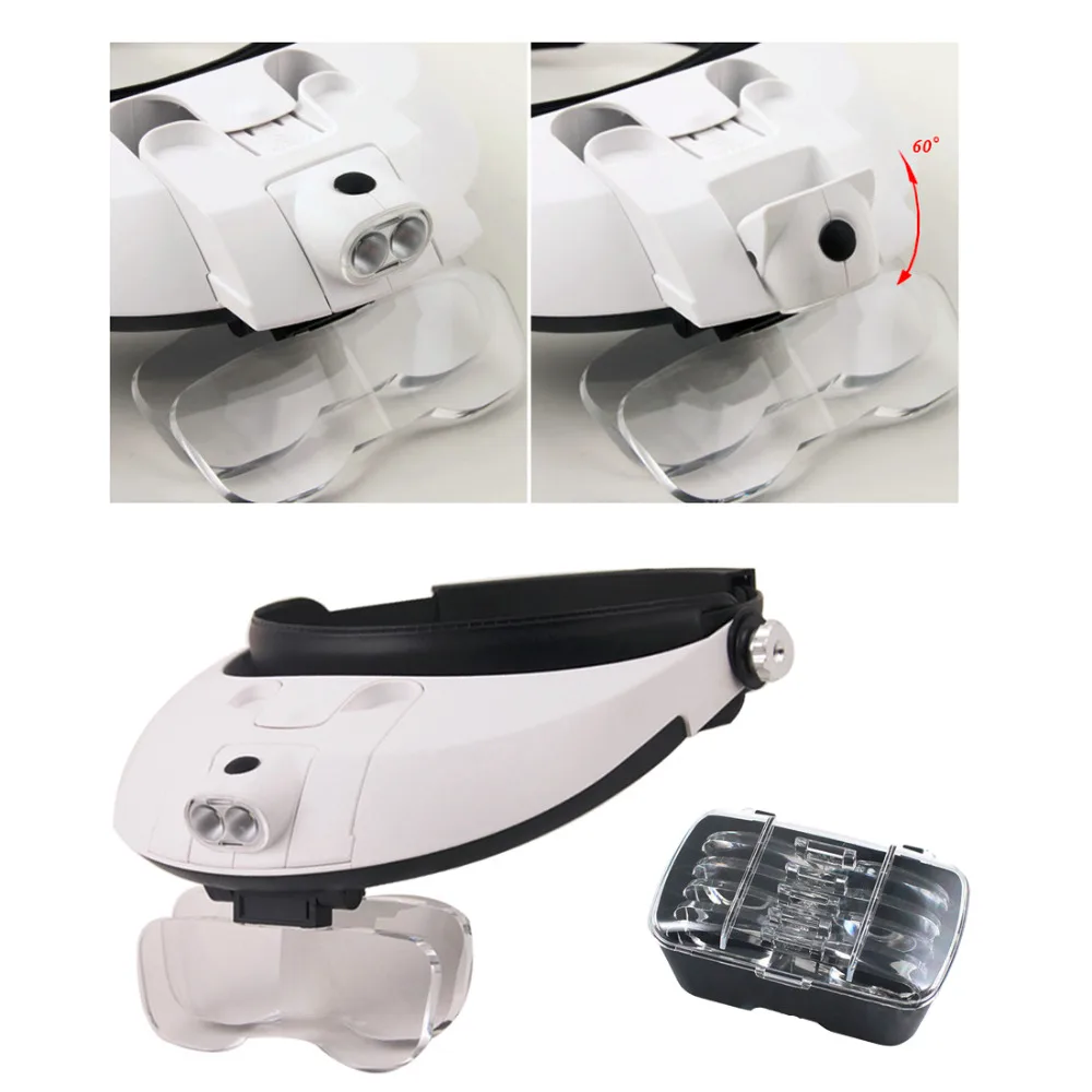 melhor Headband 5 Binóculos Lente Terceira Mão Lupa Luz Repair Jóias Leitura Lupa lupas dentais