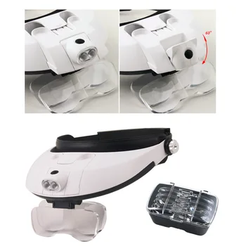 

Headband 5Lens Binoculars Third Hand Magnifier Light Jewelry Repair Reading Magnifying Glass dental loupes