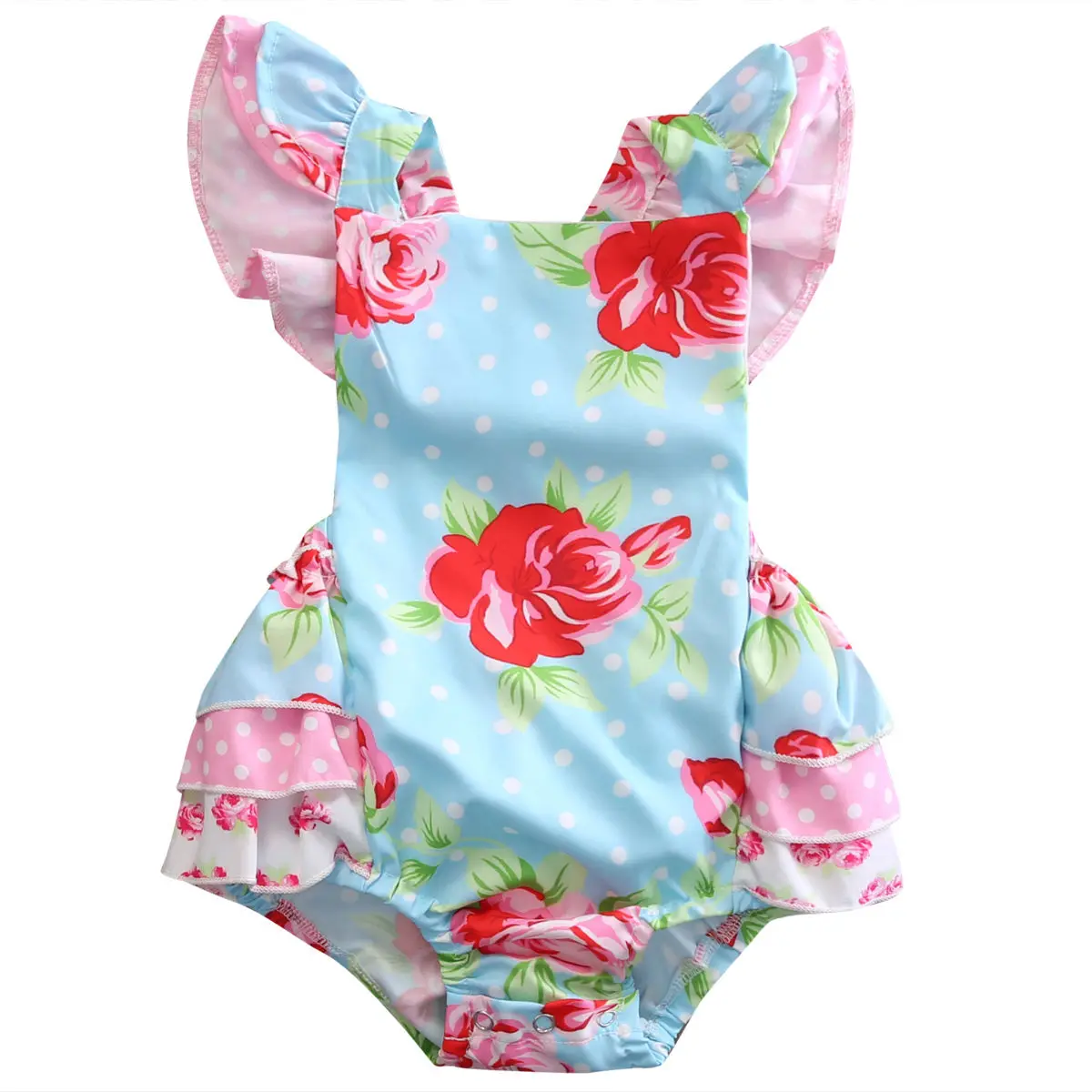 Floral Infant Baby Girl Ruffle Romper Cute Summer Flower Jumper Jumpsuit Sunsuit Rompers Clothes