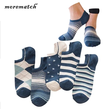 

Morematch 5 Colors Spring Summer Men Sock Pinstripe Small Heart Shape Navy Blue Cotton Socks No Show Socks