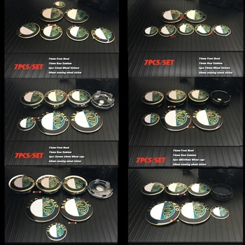 

Gold for Alfa Romeo Mito 147 156 7pc/lot Car Logo Emblem 74mm/40mm/50mm/56mm/60mm/64mm Front/rear Badge Covers Wheel Center Cap