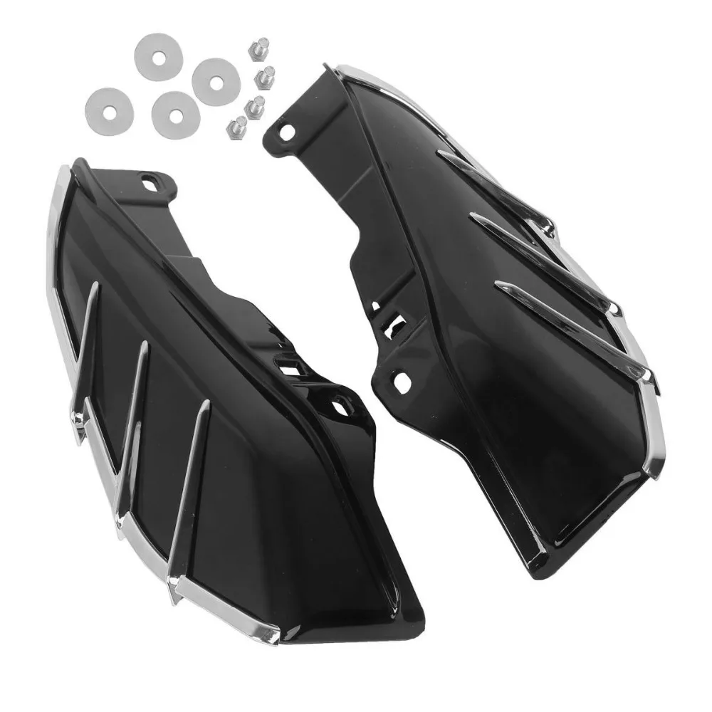 Черный Хром ABS Mid-Frame воздушный дефлектор+ Планки для Harley Touring дорога, скользкая, ультра Limited Electra Street Glide FLTR FLHX 09-16
