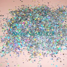 30 грамм x лазерный, серебристый, смешанный устойчив к растворителям сияющий блеск полоски+ круглая форма для ногтей лак и гель акриловый лак для ногтей