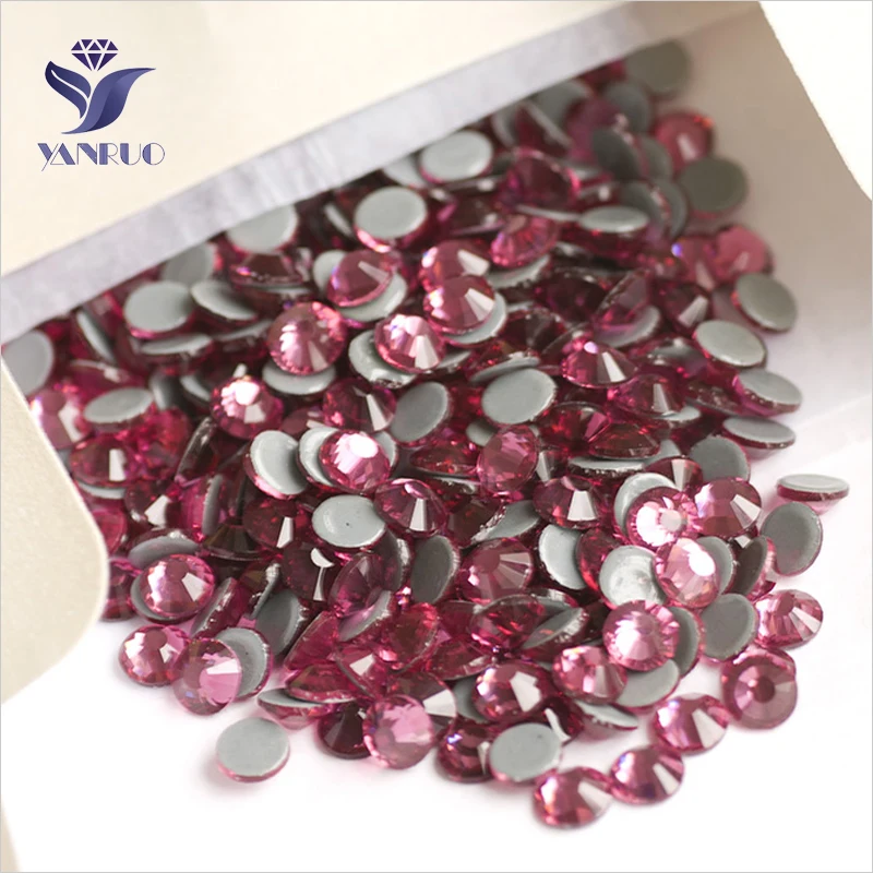 

YANRUO 2058HF SS16 Rose 1440Pcs Crystal Flat Back Glass Rhinestone Iron On Hotfix Strass For Shoes Accessories