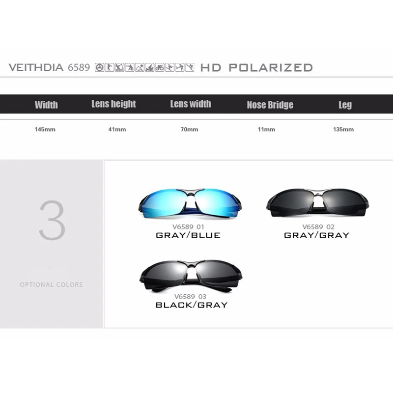 VEITHDIA, поляризационные солнцезащитные очки для мужчин, Новое поступление, фирменный дизайн, солнцезащитные очки с оригинальной коробкой, gafas oculos de sol masculino 6589