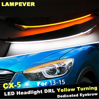 

Lampever Car Headlight LED Eyebrow Daytime Running Light DRL With Yellow Turn Signal Light For Mazda CX-5 CX5 2013-2015 9600Lm