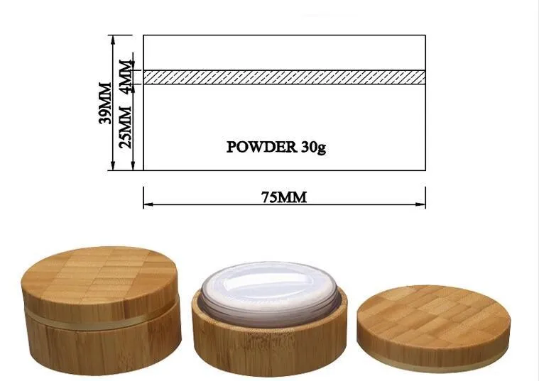 30 г 20 шт./лот 39*75 мм пустой бамбук podwer банку с пышными натуральный материал охраны окружающей среды