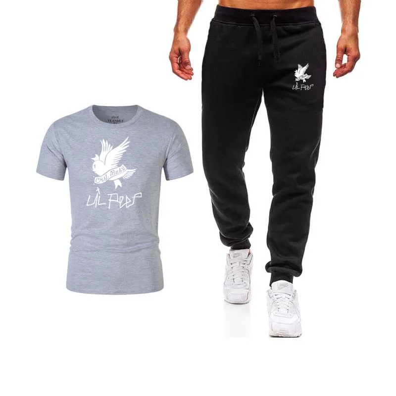 

New Summer Hot Sale Men's Sets T Shirts+pants Two Pieces Sets Casual Tracksuit Male 2019 Casual Tshirt Gyms Fitness trousers men