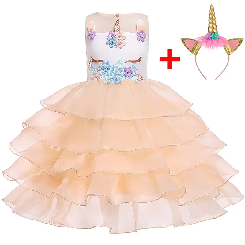 

Kids Girl Party Dresses Girls Halloween Unicorn Dress 2PCS Children Girl Princess TUTU Dress For 3-10 Years L5066
