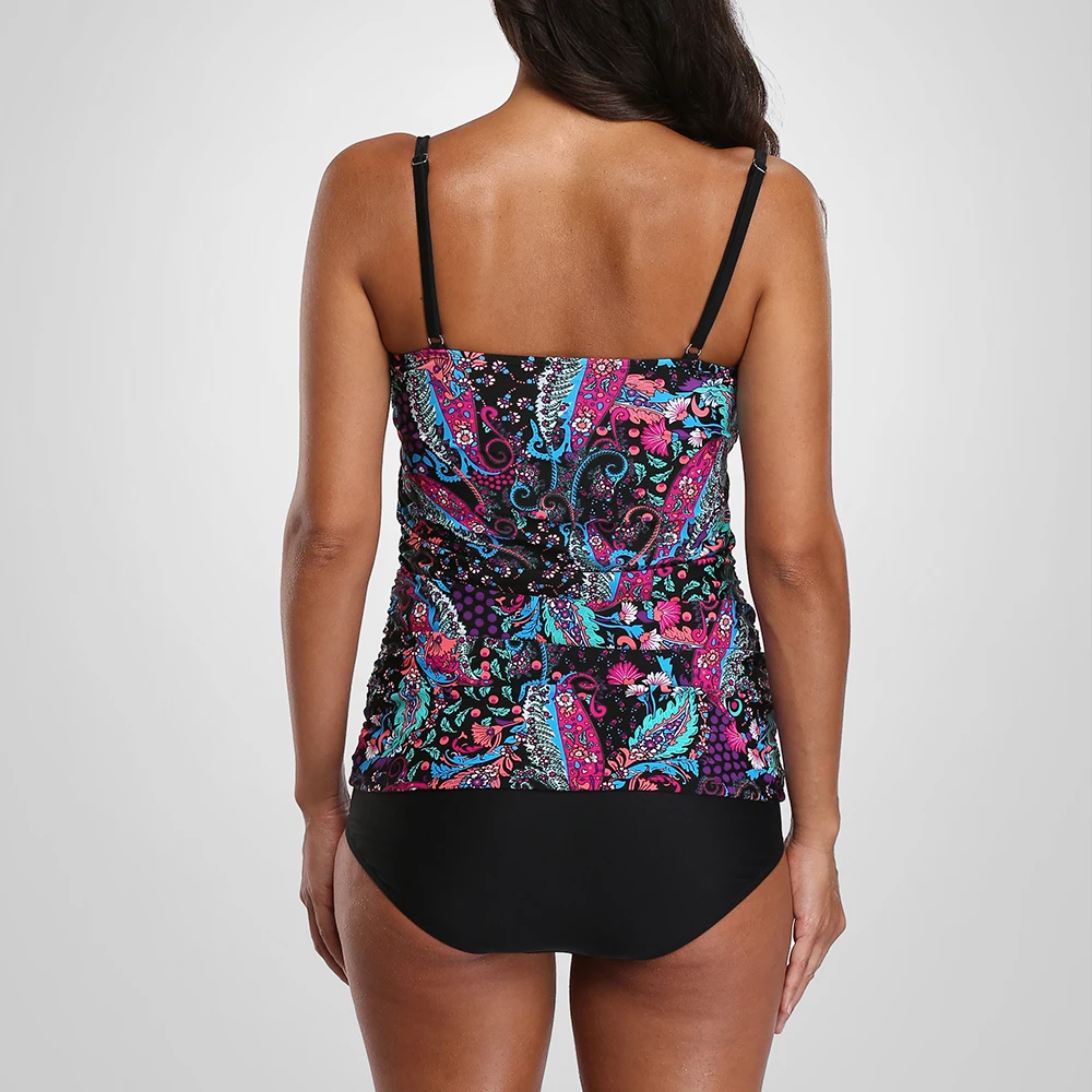 Charmleaks Tankini Set Women Swimwear Vintage Floral Print Swimsuit Padded Swimwear Bathing Suit Beach Wear Bikini