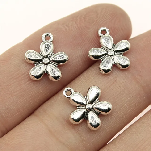 20pcs Flower Charms For Bracelet Making Antique Silver Color Sunflower