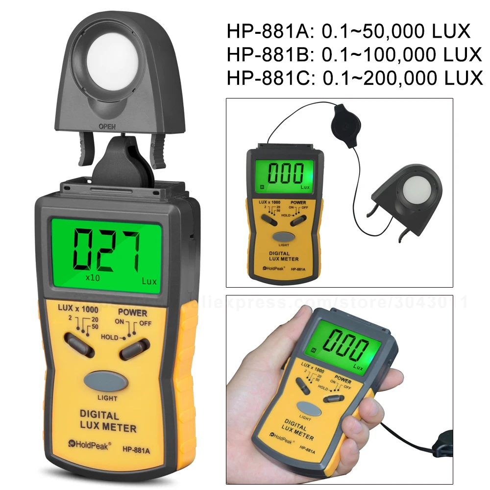HoldPeak Stretch Type Digital LUX Meter Level Measuring Instruments