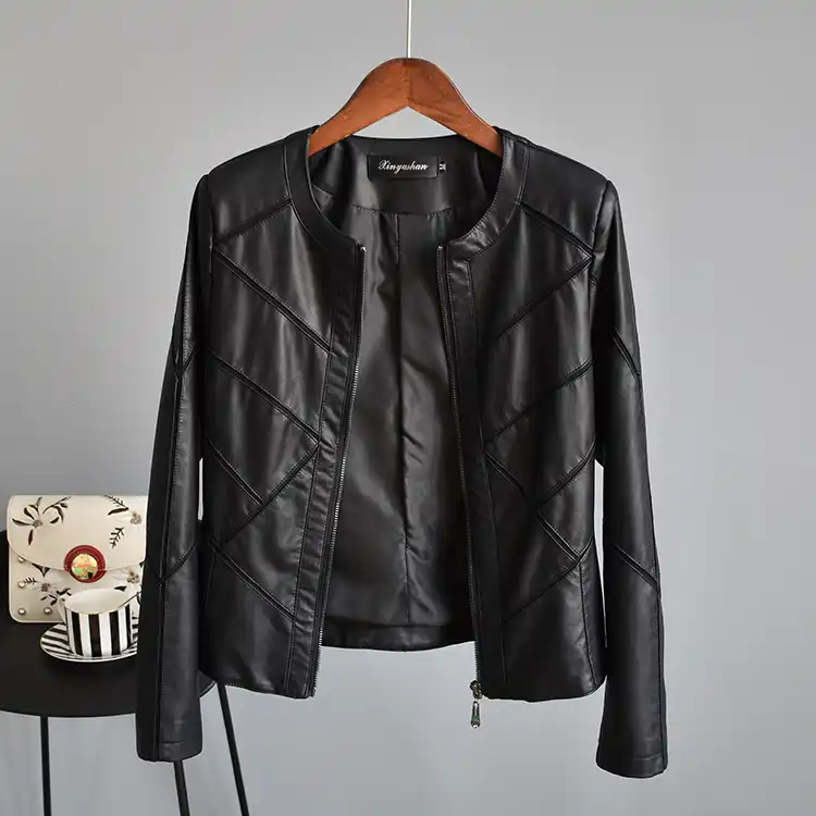 jaqueta curta de couro