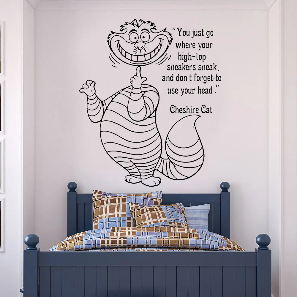 Cheshire Cat Wall Decals Quote Sticker Alice in Wonderland Art Vinyl