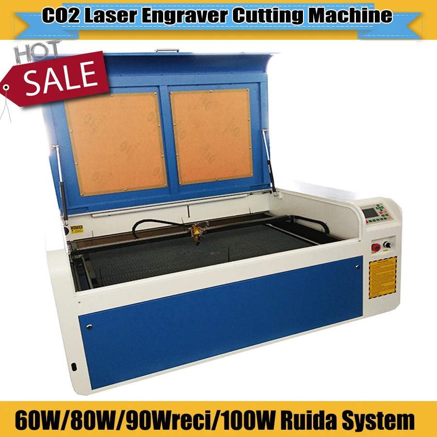 

High speed CNC CO2 laser engraving laser engraver cutting machine 6090 ruida system support rd works software