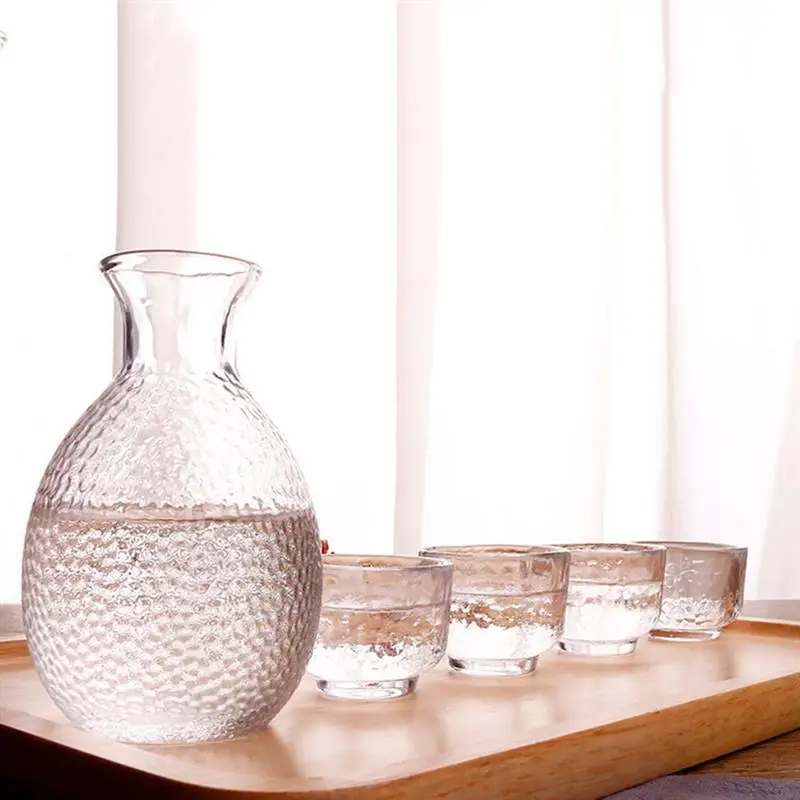 Стеклянный Сервировочный набор, прозрачный размытый Простой японский стиль, ручной работы, стеклянные чашки, чашки для саке, стеклянная бутылка для поздравительных напитков