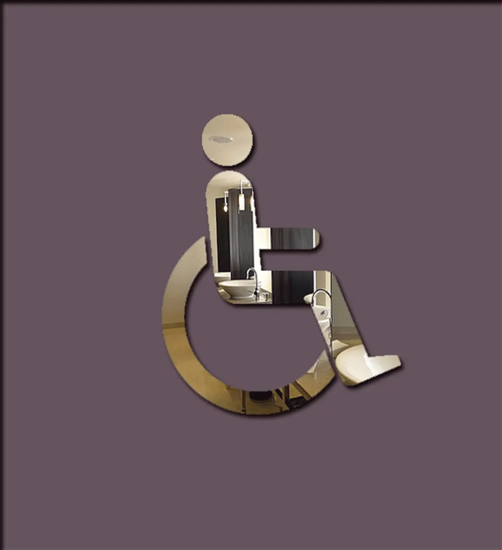 'Disabled Toilet Sign' and Toilet Signs' Safety Mirrors Silver wall