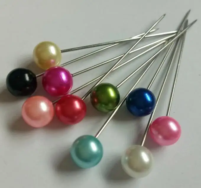 Head pin hijab safe pins 12pcs/lot pearl straight islamic shawl safety