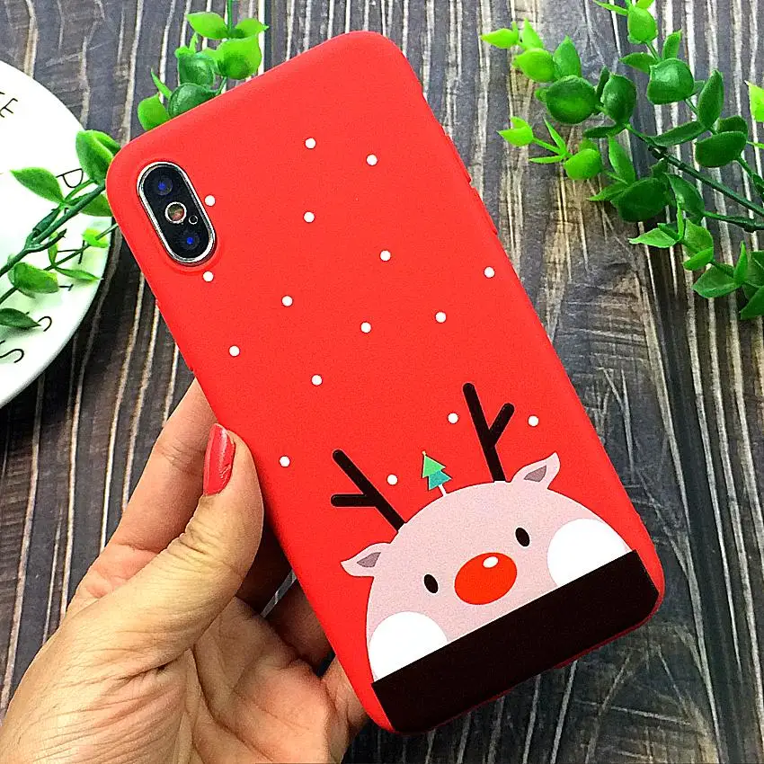 Чехол для телефона iPhone 6 6S 7 8 Plus X Мода милый мультфильм Рождество Прекрасный Санта