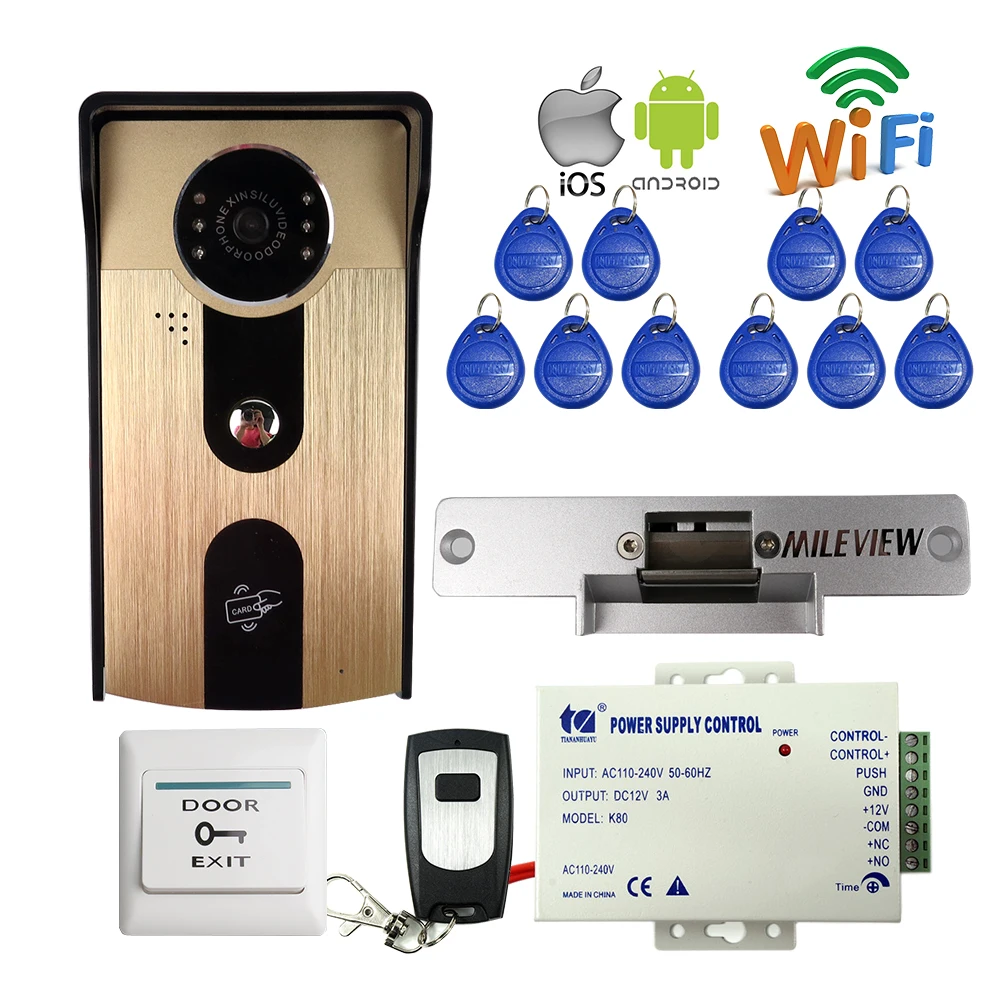 

Free Shipping 720P HD WIFI 7" Screen Video Intercom Door Phone Record System Phone Remote View Unlock Metal RFID Door Camera