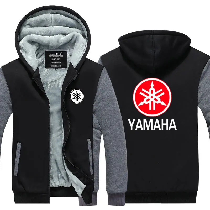 

Winter Coat Men's Casual Thick Warm Hoodies Cotton Jacket Casual red Print for YAMAHA Moto Logo Motorcycle Racing Sweatshirts