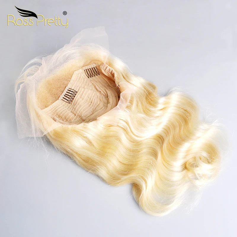 Ross Pretty Remy Blonde Color 613 Pre plucked Brazilian Lace Front Human hair wigs Body Baby Hair 613 lace frontal wigs