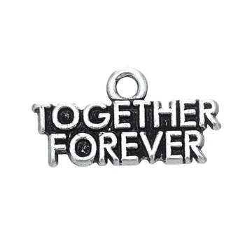 

RAINXTAR Antique Silver Color Together Forever Alloy Letter Charms For Necklace Bangle Making AAC526